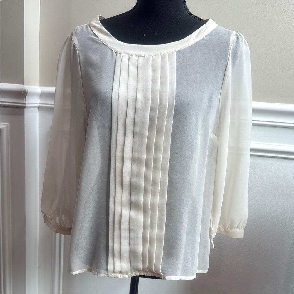 Forever 21 Cream Pleated Bib Collar Blouse